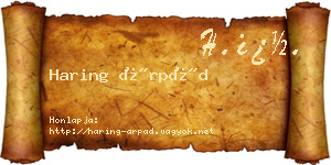 Haring Árpád névjegykártya