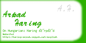 arpad haring business card